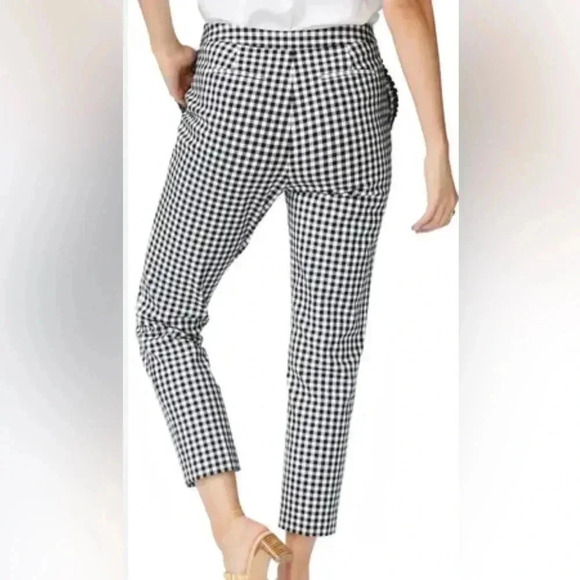 Renuar Black/White Checkered Gingham Stretch Cropped Ankle Pants Women’s 4 EUC‎ - Picture 1 of 12